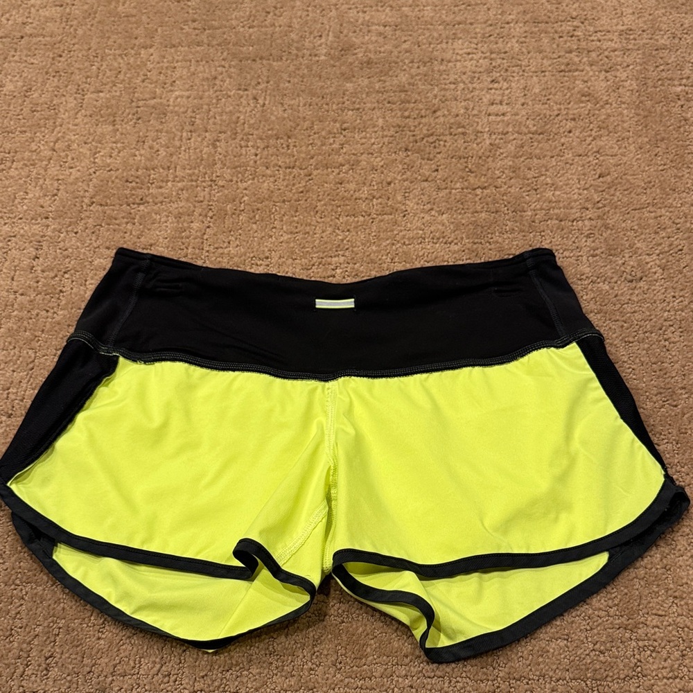 Women's Black and Yellow Athletic Shorts